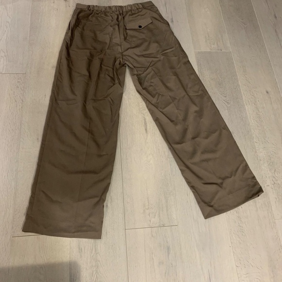 Olive Wide Single Pleat Pants - Picture 2 of 4